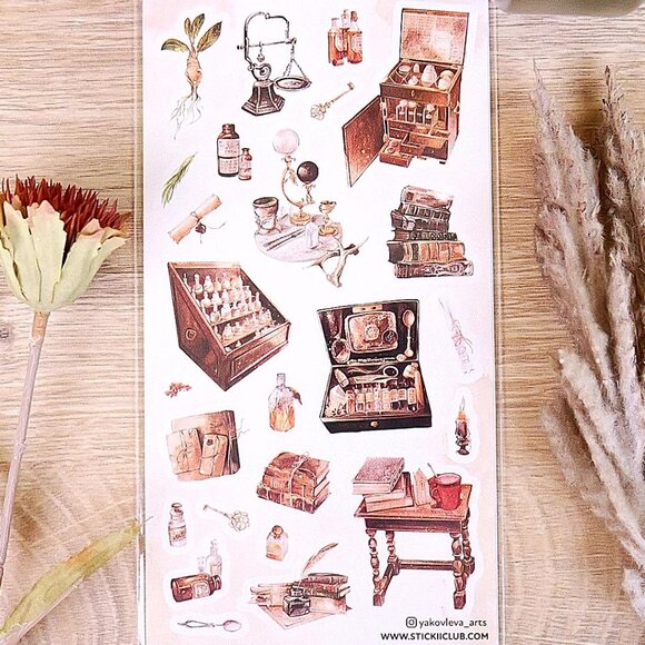 3 for $15 - Vintage Curiosity Stickers - Shoppe of Wonders Sticker Sheet - Picture 1 of 10